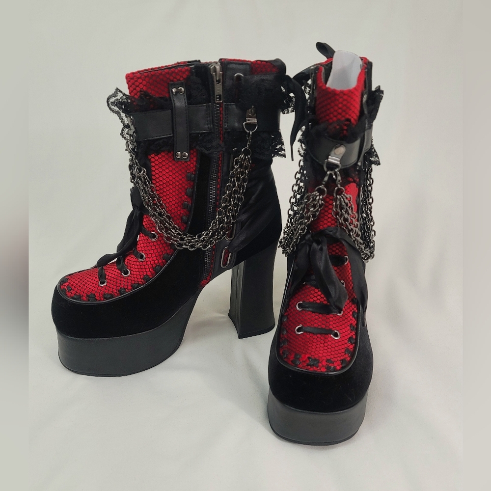 Demonia Charade 110 Red & Black Boots